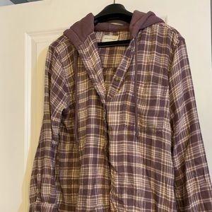 American eagle light Flannel with Hood button up